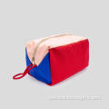 Trendy Tri-Color Cotton Cosmetic Bag